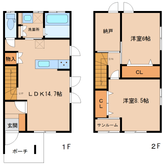 カーサクレマチス　メゾネット　間取り　3LDK